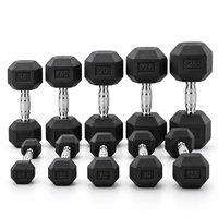 Haltères hexagonaux en fonte commerciaux, revêtement caoutchouc antidérapant, équipement de fitness professionnel de qualité supérieure pour le renforcement musculaire