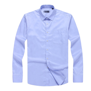 Chemise Oxford à manches longues pour homme, couleur unie, en coton et fibre de bambou, avec impression en relief en caoutchouc - Product Image 1