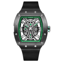 Reloj Automático para Hombre NAMKIN de 43 mm, Caja de Titanio de Lujo, Diseño Tonneau, Esfera Hueca, Correa de Caucho FKM