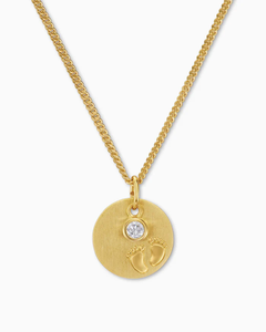 Nouveau Collier Pendentif Disque Empreinte de Bébé AF en Acier Inoxydable Plaqué Or 18K, Gravure Personnalisée Nom Pierre de Naissance, Cadeau pour Maman de Nouveau-né - Product Image 1