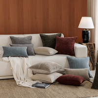 Housse de coussin carrée en chenille douce aspect lin, style ferme moderne, beige, pour salon et hôpital, décoration intérieure