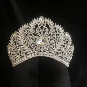 LUOXIN Couronne en cristal baroque Miss Univers Diadème en diamant Couronne de mariage pour reconstitution historique