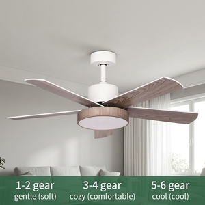 Ventilateur de plafond silencieux <span class=keywords><strong>ProBreeze</strong></span> 48 pouces à 5 pales en bois, 6 vitesses, lumière LED à intensité variable, télécommande, design moderne pour chambre et salon - Product Image 6