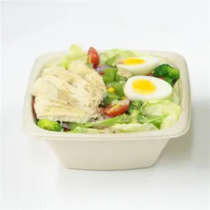 Take Away Microwave 100% Biodegradable Disposable Square 40oz Sugarcane Bagasse Soup Bowl