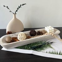 Bols à pâte en bois décoratifs longs bols décor plateau en bois sculpté à la main pour décor de pièce maîtresse de Table