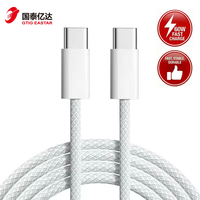 Kabel Pengisian Cepat USB Type-C 60W Berkualitas Tinggi OEM 1M/Jaket Nilon Kustom untuk iPhone 15/16/17 Kamera Konduktor Tembaga Murni