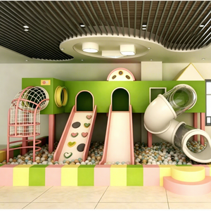 Structure de jeu souple avec piscine à balles pastel, toboggan et trampolines – Ensemble de jeux d'intérieur pour enfants, idéal pour les maisons d'hôtes, villas et <span class=keywords><strong>vacances</strong></span> en famille - Product Image 2