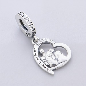 Abalorios de Plata 925 para Pulsera Original, Diseño Madre, Hija, Padre, Niña, Perro, 'Para <span class=keywords><strong>Siempre</strong></span> en Mi Corazón', para Creación de Joyas, Nuevo - Product Image 4