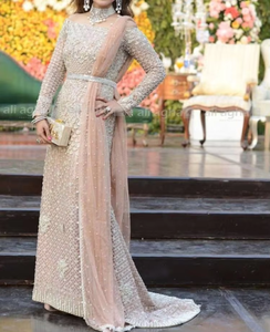 Designer Floor-Length Zardozi <b>Dress</b>-Indian Pakistani Wedding/Party Wear Outfit 2019 - Product Image 2