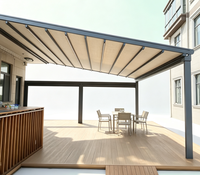 Auvent pliant électrique extensible à cassette motorisé avec télécommande pour fêtes en plein air, hôtels, villas |   Cadre en alliage d'aluminium