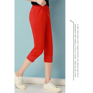 Pantalon de jogging capri 3/4 pour femme, taille haute, tricoté, respirant, décontracté - Product Image 3