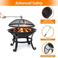 Grille de Barbecue de 22 pouces pour l'extérieur, brûleur de bois, poêle à feu, jardin, Patio, bûches de bois, Barbecue