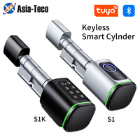 Serrure à cylindre intelligente Tuya Bluetooth empreinte digitale 13.56mhz carte IC comprend une batterie CR123A Installation facile