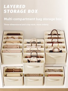 Organizzatore per Borse con Divisori, Coperchio Antipolvere, Scatola per lo Smistamento delle Borse, Organizzatore <span class=keywords><strong>Salvaspazio</strong></span> per Armadio e Cassetti - Product Image 1