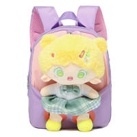 Sac d'école personnalisé pour enfants, sac à dos en peluche mignon, poupée en peluche, sac à dos miniature de dessin animé pour filles avec poupée en peluche
