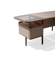 Bureau de luxe en cuir microfibre de style italien japonais haut de gamme Bureau à domicile Bureau de direction Bureau en noyer