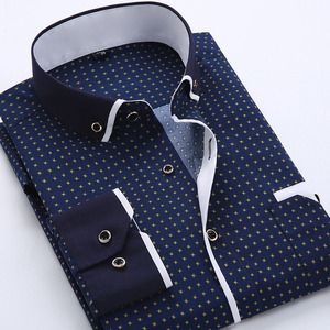 Camisas Casuales para <span class=keywords><strong>Hombre</strong></span> de Negocios, con Botones, Cuello Camisero, Manga Larga, Ajustadas, Estampadas, a la Moda - Product Image 3