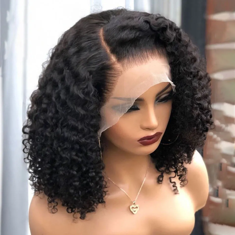 Brazilian Hair Lace Front Wig,Virgin Remy 100% Real Human Hair Wig,Short Water Wave Bob Wig Brazilian Natural Wave