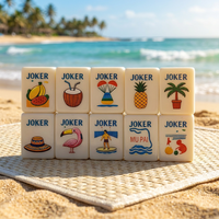 2026 En stock Meilleure vente Été Mini Parc d'attractions Ensemble complet de tuiles de Mahjong américain avec supports en acrylique, tapis et accessoires