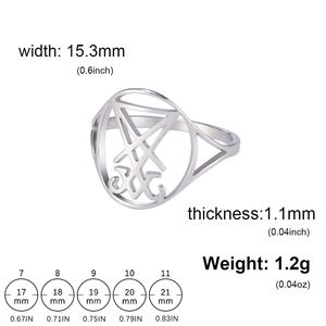 Myshape Leviathan anello croce chiesa di satana sigillo di lucifero Lorraine croce simbolo <span class=keywords><strong>alchemico</strong></span> in acciaio inox anello da dito - Product Image 4