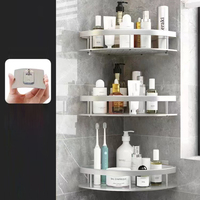 Étagère d'angle de douche pour salle de bain avec finition en acier inoxydable, support mural pour un rangement gain de place