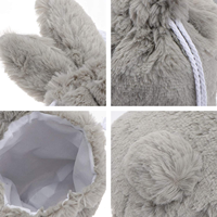 Sac de maquillage en peluche de lapin gris avec cordon de serrage sac cosmétique Portable de voyage de haute qualité pochette de rangement de lapin de grande capacité