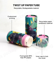 Tube en papier kraft FSC sur mesure, tube à déodorant twist-up, conteneur pour baume à lèvres, emballage en carton biodégradable, OEM