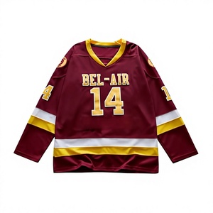 Maillot de hockey sur glace sublimé à manches longues et col en V pour homme, en polyester respirant, coupe régulière pour adulte, prix de gros - Product Image 6