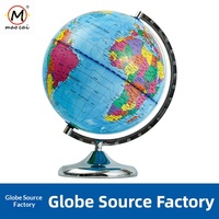 Globe terrestre haute définition de 10 pouces avec base métallique et support gradué, multilingue, cadeau d'affaires, enseignement scolaire, globe en anglais