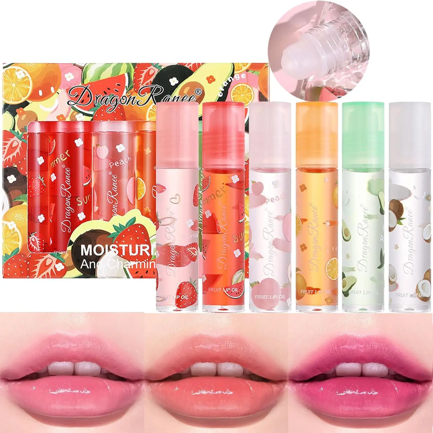 Lipgloss Sets 6 Stuks Fruit Gearomatiseerde Hydraterende Lippenstiften Hydraterende Lip Olie Gift Set Vloeibare Lippenstift