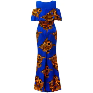 African style women summer fashion wax fabric joint a-ling casual long dress