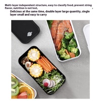 Boîte à lunch rectangulaire double couche pour adultes Style japonais coréen Étanche Sangle scellée en plastique Chauffable au micro-ondes