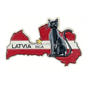 Trung Sơn Nhà Máy Tùy Chỉnh Chất Lượng Cao Latvia Lưu Niệm Nam Châm Kẽm Hợp Kim Men Bản Đồ Hình Tủ Lạnh Nam Châm Cho Sử Dụng Hàng Ngày Du Lịch - Product Image 1