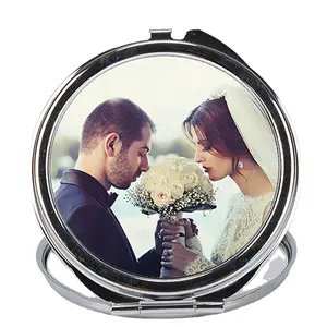 ZL09-06 Forme Ronde En Métal De Sublimation Impression Miroir Blanc Personnalisé Miroir Cosmétique Pour La Promotion/Cadeau