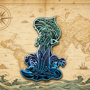 Insignia de metal esmaltado duro con diseño de personas caminando con sombrilla y patrón de ondas, chapada en <span class=keywords><strong>color</strong></span>, para ropa, bolsos y regalos. - Product Image 4