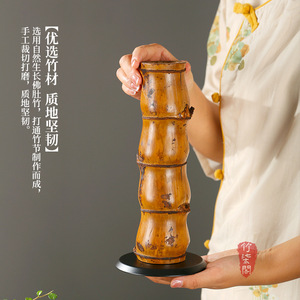 Buddha Belly Bamboo Flower Vase Lacquered Round Zen Decorative Vase For Chinese New Year Gift - Product Image 5