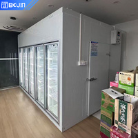 Chambre froide commerciale à accès direct, congélateur et refroidisseur vitré pour l'entreposage d'aliments surgelés et frais en hypermarché