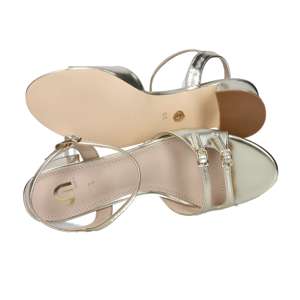 Sandales à talons pour femmes Gold & Gold, talon de 5,5 cm, taille 41, finition or métallique - Product Image 6