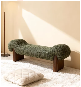 Banco Minimalista Italiano <span class=keywords><strong>de</strong></span> <span class=keywords><strong>Madera</strong></span> Maciza con Chenilla Jacquard, Pieza <span class=keywords><strong>de</strong></span> Diseño <span class=keywords><strong>para</strong></span> Sala <span class=keywords><strong>de</strong></span> Estar, <span class=keywords><strong>Pie</strong></span> <span class=keywords><strong>de</strong></span> <span class=keywords><strong>Cama</strong></span> y Entrada - Product Image 3