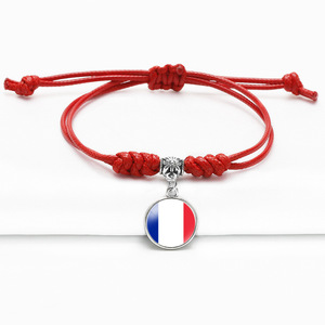 Nouveaux accessoires Bracelet en kevlar pour femme avec motif du drapeau national de la Serbie Pierre naturelle Rubis rouge Corde à main Longueur Modèle Yiwu 270062 - Product Image 6