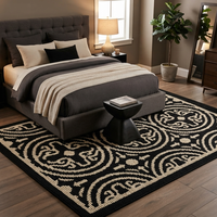 Moderner Luxus-Teppich mit geometrischem Muster, Schwarz-Weißer Teppich im marokkanischen Stil für Wohnzimmer, Bodenmatte für Schlafzimmer als Wohndekoration