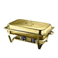 AIRUISI Ensemble de serveur de buffet de chauffe-plats électrique moderne en acier inoxydable Rectangle Chauffe-plats or argent pour hôtel
