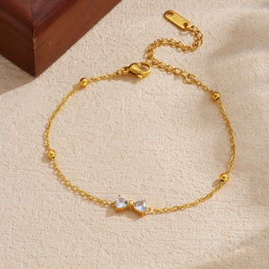 Stylish Bowknot Pendant Gold Plated Stainless Steel Jewelry <b>Set</b> Necklace <b>Bracelet</b> Women Gift Fashion Jewelry - Product Image 3