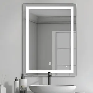 Espejo de Pared LED Táctil para Baño o Vestidor, 3 Luces, Rectangular con Marco - Product Image 1