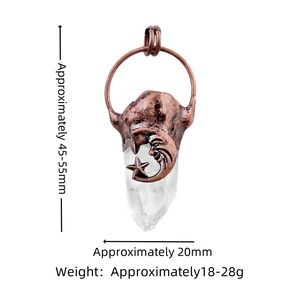 Colgante de Piedra Natural <span class=keywords><strong>en</strong></span> Bruto con Forma de Luna y Estrella, Envuelto <span class=keywords><strong>en</strong></span> Cobre Antiguo, Cristal Natural, Estilo Bohemio, Espiritual, Regalo de Joyería - Product Image 3