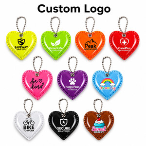 Porte-clés réfléchissant personnalisé avec logo en forme de cœur, étiquette de sécurité haute visibilité pour sac à dos, marche nocturne, course à pied, pendentif de sécurité - Product Image 2