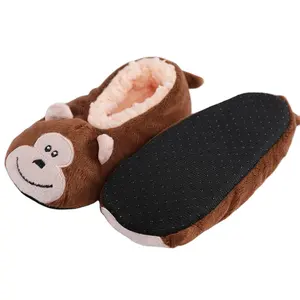 Slides Critter Monkey Boys with 3D Design Sherpa Lined Warm Indoor Winter Slippers for Kids