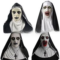 Masque intégral en latex personnalisé pour Halloween, rechargeable, maquillage effrayant, casque de moine sacerdote effrayant, vente en gros