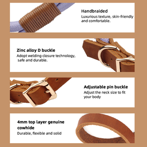 <span class=keywords><strong>Collar</strong></span> de perro de cuero con nailon trenzado a mano de lujo de la mejor calidad suministros para Mascotas Fábrica personalizada diseño OEM entrenamiento cachorro gato collares - Product Image 3