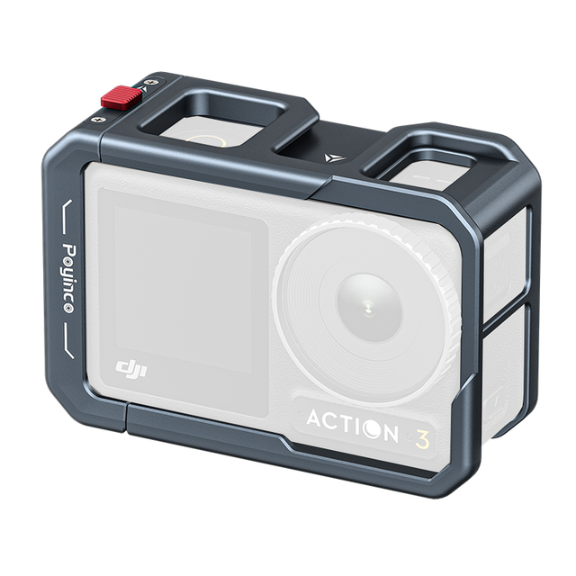 Poyinco Lightweight Anti-Scratch Camera Cage for Osmo Action 3/4/5 Pro Quick Release Mount-Aluminum Alloy Protective Housing